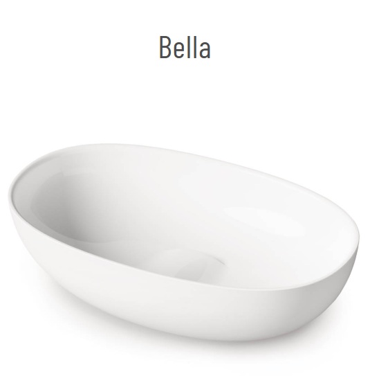 BELLA valamu tööpinnale, 650x390xh-160mm, peidetud äravool, CastStone läikivad viimistlused- valge, clay/terrakota, fog/hallikasroheline